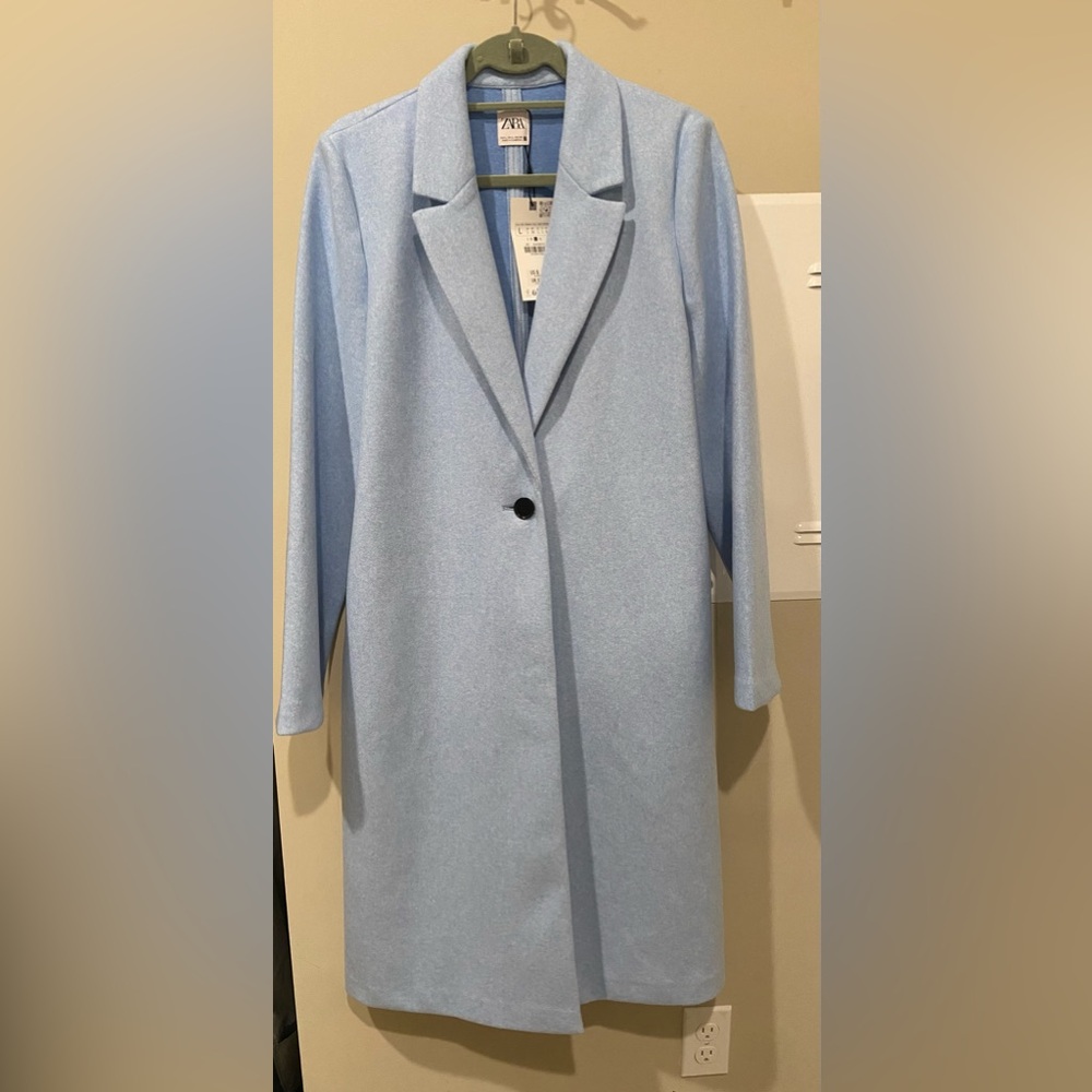 NWT - One Button Light Blue Zara Coat